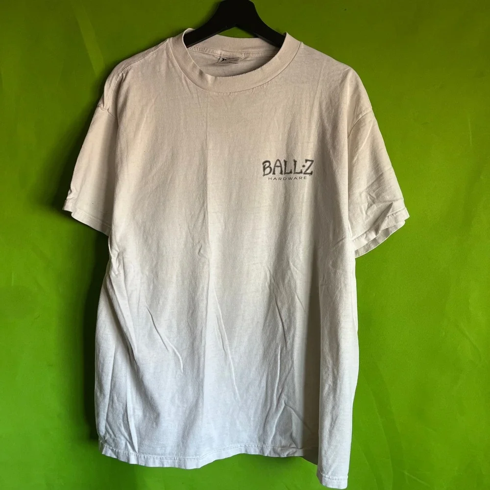 Vintage 1995 Ballz Longboards T-Shirt XL White Tultex Cotton Surf Skate 90s - Picture 2 of 7